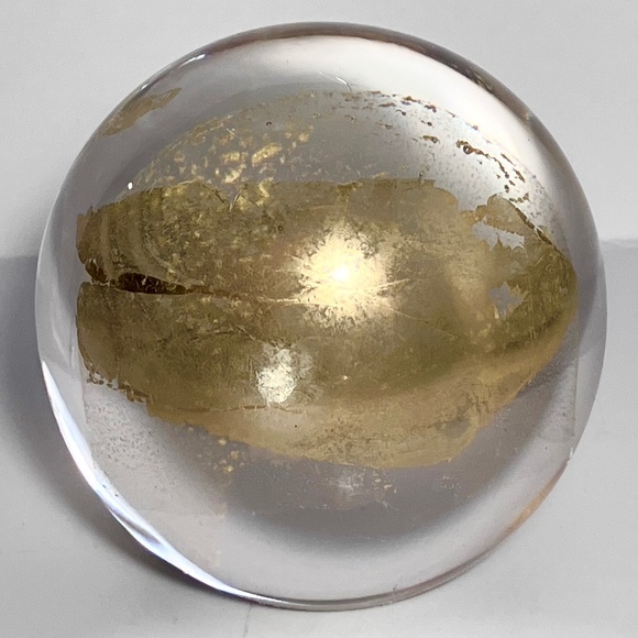 RANDY STRONG Signed Paperweight / 3.25 Inches / Vintage 1993 Gold Foil Art Glass - Picture 1 of 9